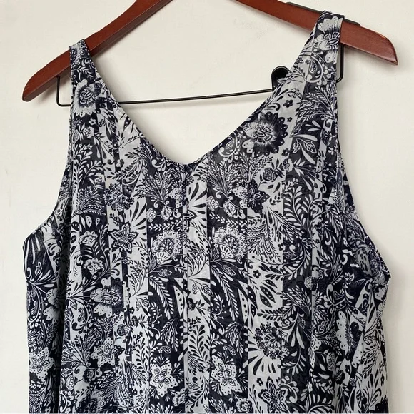 Lane Bryant -Floral Pattern V-Neck Chiffon Tank Top Swing Double-Layer - Size 12 - Picture 8 of 11